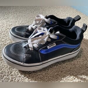 Vans Boy's Filmore Black/Blue Leather Skate Shoes - Size US Youth 13